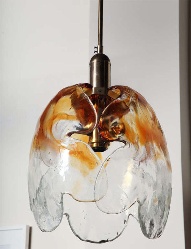Italian Carlo Nason for Mazzega Glass Tulip Design Hanging Light Fixture For Sale