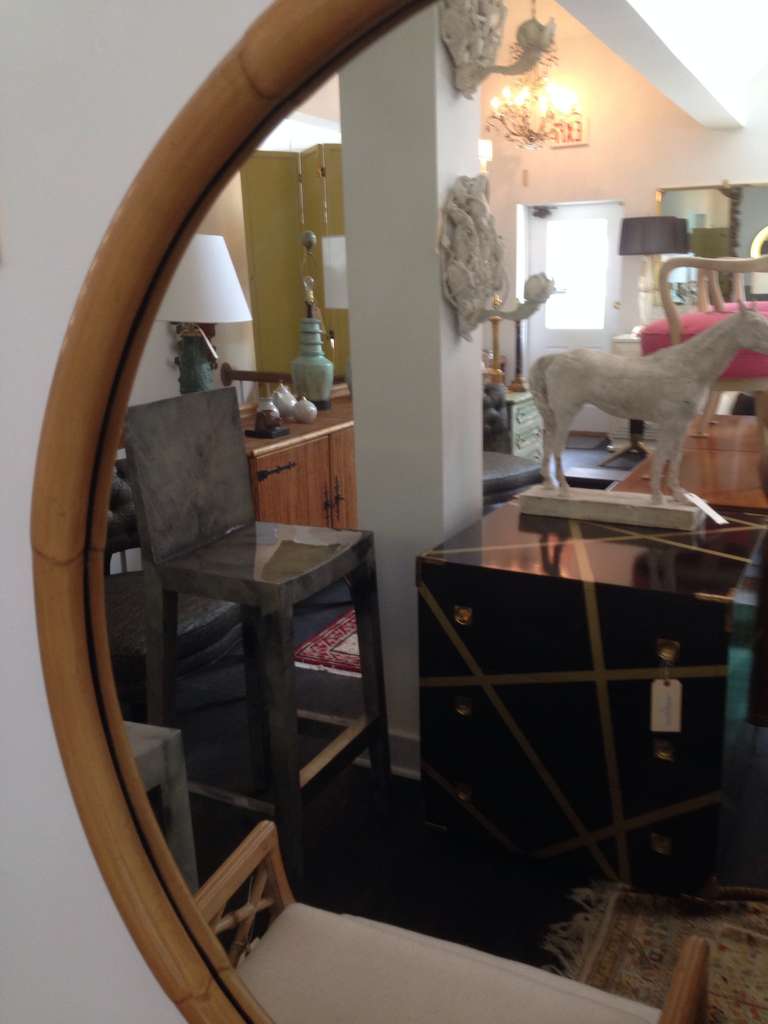 round bamboo mirror