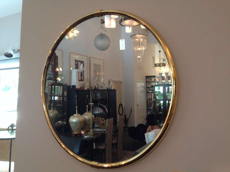 Vintage Brass Wall Mirror In Excellent Condition In East Hampton, NY