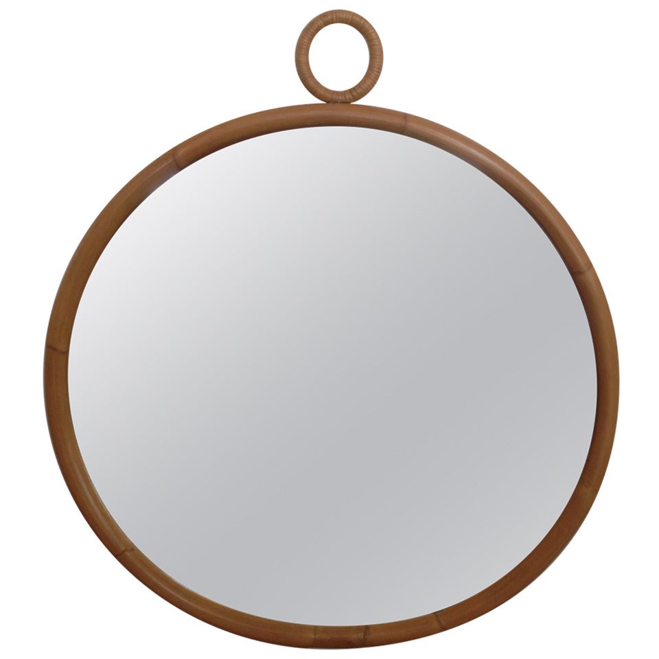 Exceptional Oversized Bamboo Round Mirror