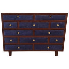Maison Jansen Chest of Drawers with Blue Suede and Gold-Plated Pulls 9