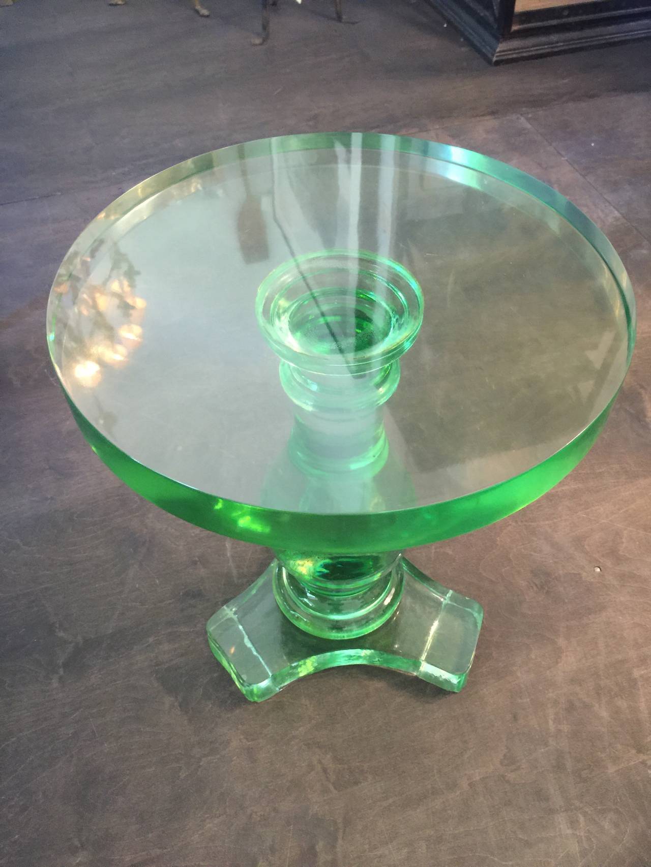Italian Exquisite Green Solid Murano Glass Table