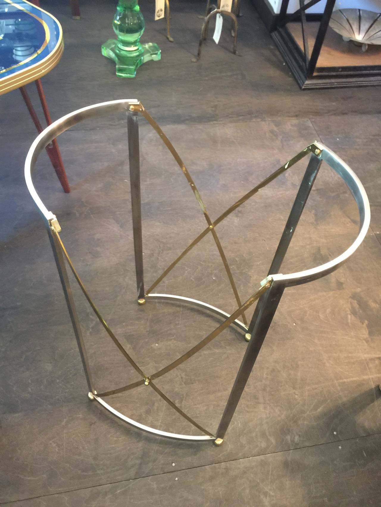 Late 20th Century Maison Jansen Brushed Steel and Brass Tray Table