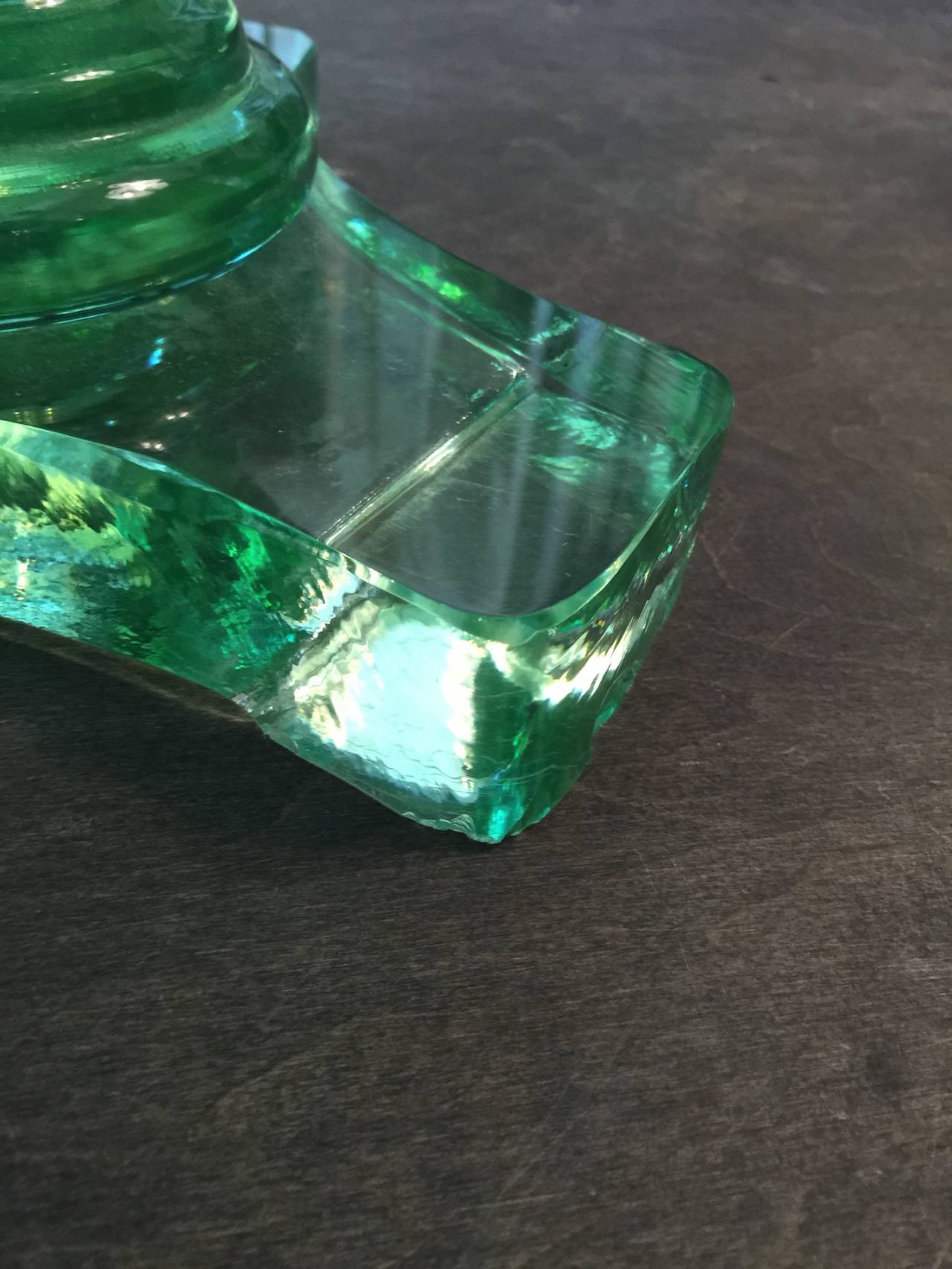 Contemporary Exquisite Green Solid Murano Glass Table