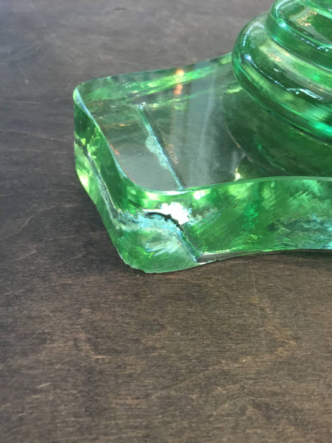 Exquisite Green Solid Murano Glass Table In Excellent Condition In East Hampton, NY