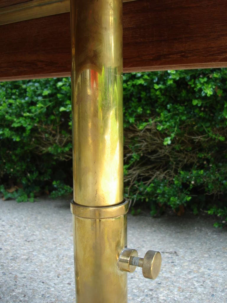 Mid-20th Century Adjustable Yacht Brass and Walnut Console Table