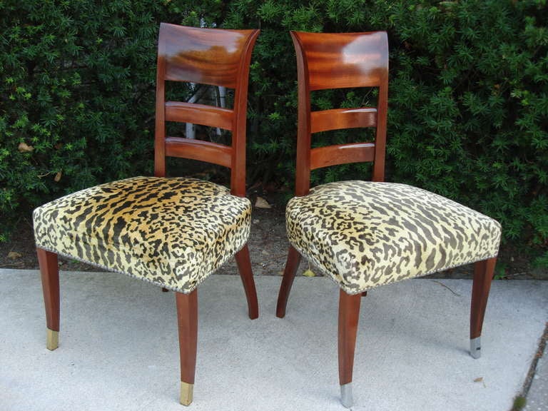 Mid-20th Century Set of Six French Art Deco Chairs in the Manner of Jean Pascaud For Sale