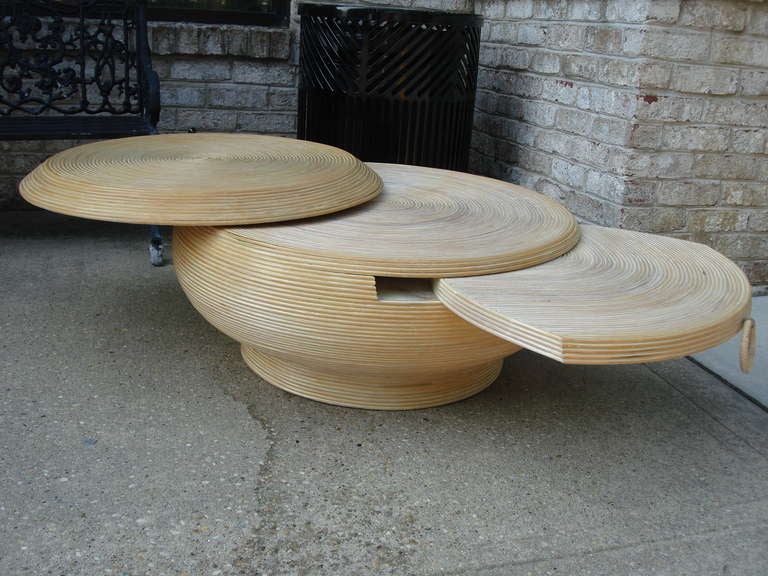 Rattan Round Cocktail Table w/ Swivel Top