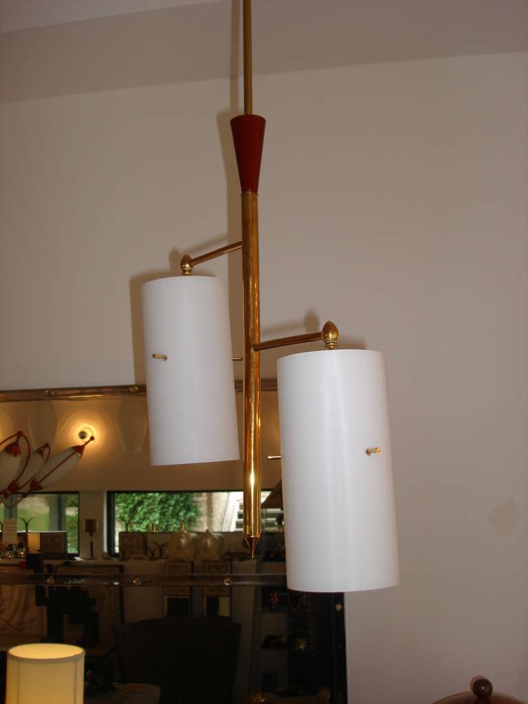 Mid-20th Century Rare Vintage Italian Pendant Light, Attributed to Stilnovo 1958 For Sale