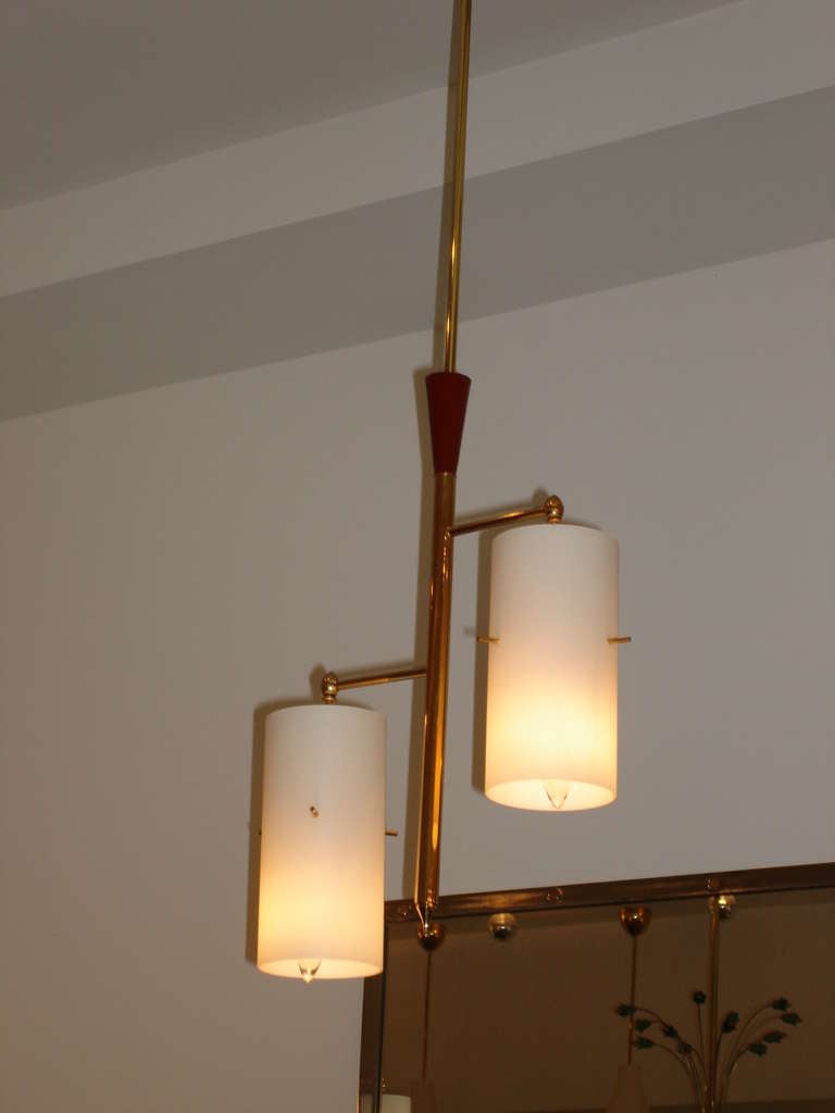 Rare Vintage Italian Pendant Light, Attributed to Stilnovo 1958 In Good Condition For Sale In East Hampton, NY