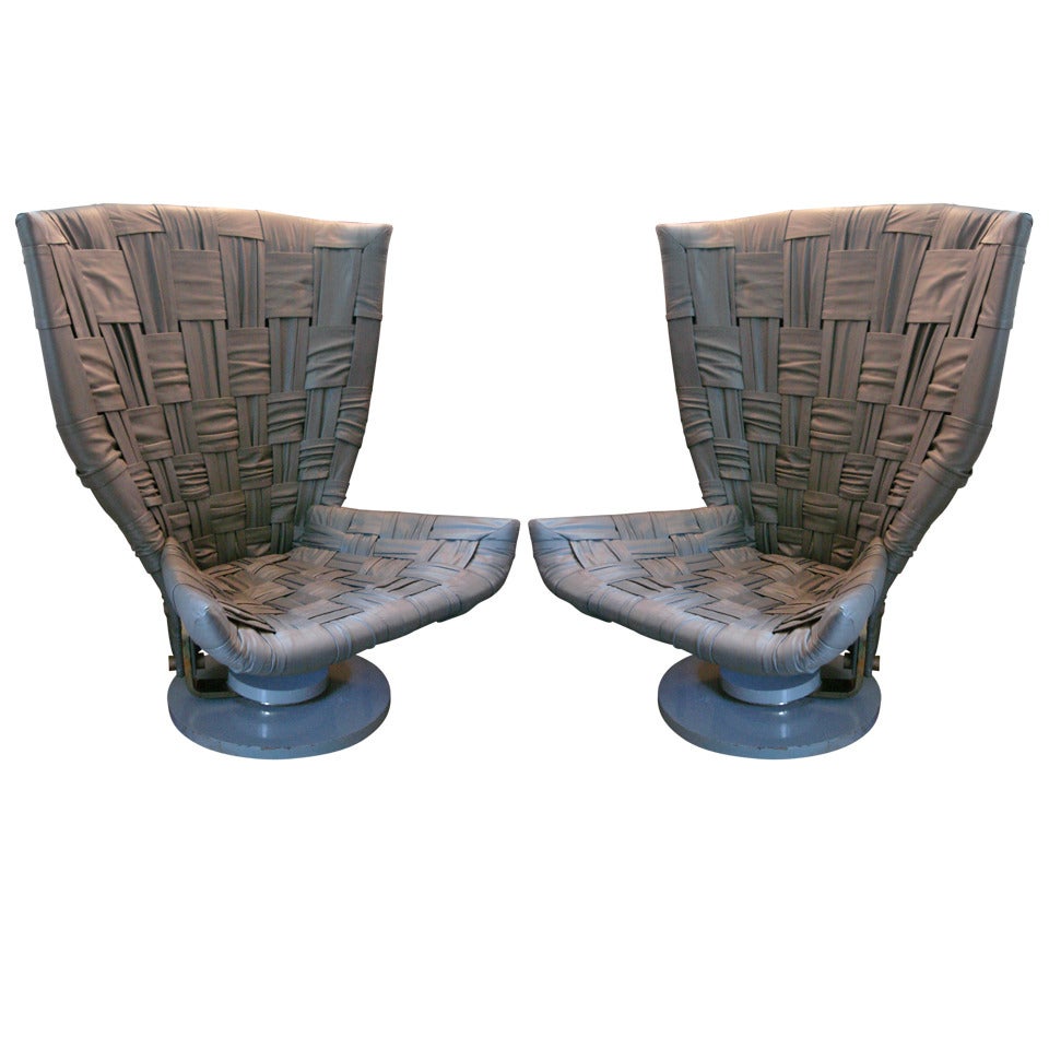 Grey Woven Leather Chairs by Marzio Cecchi