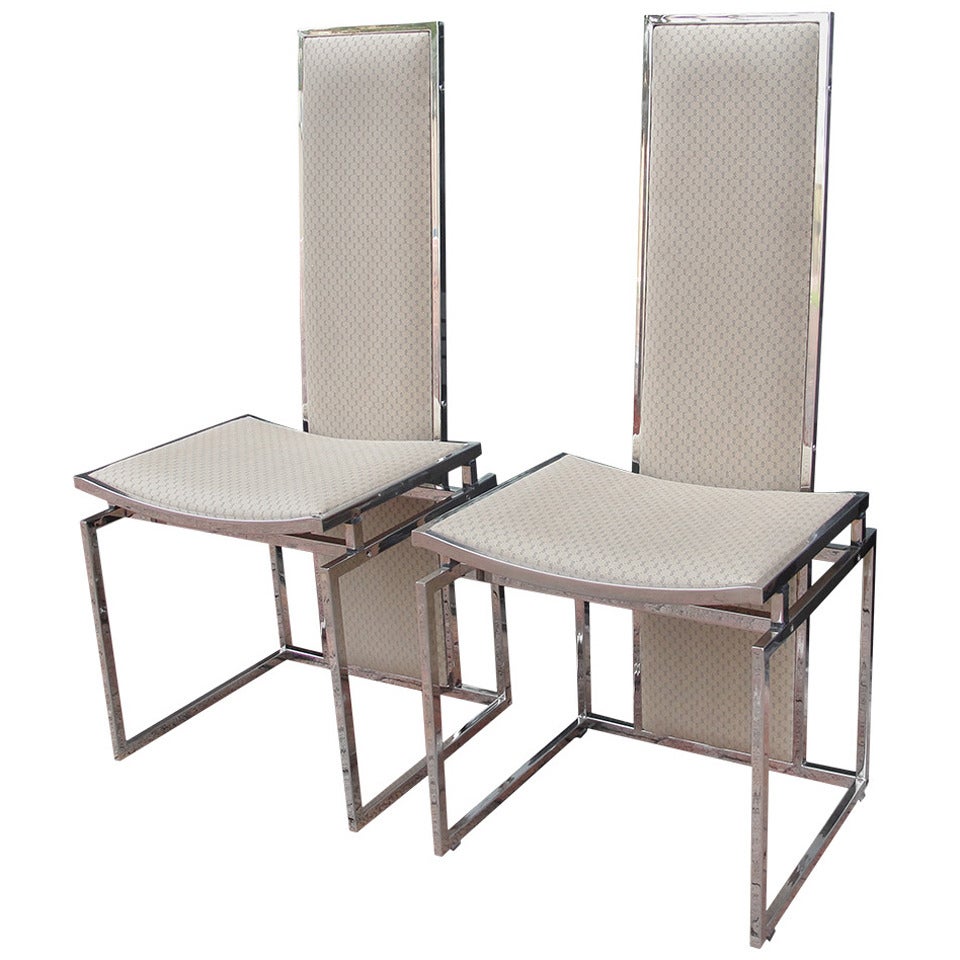 Pair of Italian Chairs in Gucci Fabric, Probably Romeo Rega