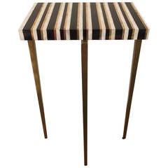 Mother-of-Pearl and Brass Inlay Striped Table