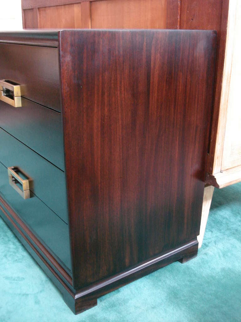 Mid-20th Century Vintage 8-Drawer Dresser w/ Modernist Brass Hardware