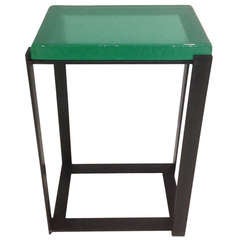 Exquisite Hand Molded Colored Glass Top Side-table