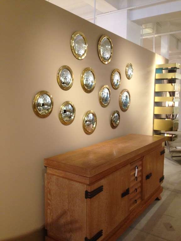 Mid-20th Century Grouping of Vintage Convex Brass Porthole Mirrors