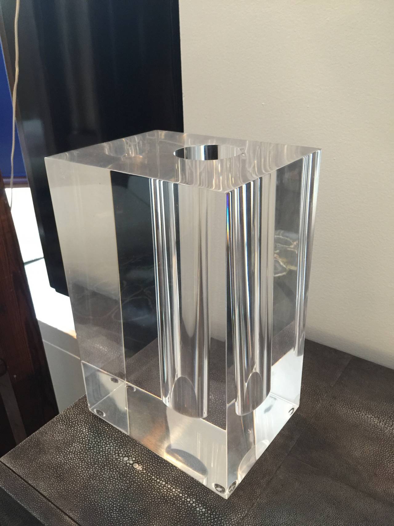Heavy Acrylic Block Vase at 1stDibs