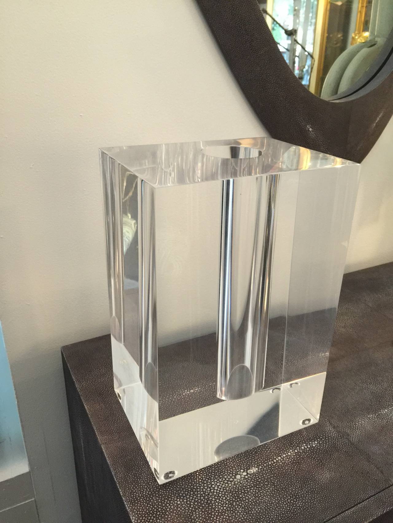 Heavy Acrylic Block Vase at 1stDibs