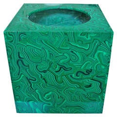 Faux Malachite Resin Waste Basket