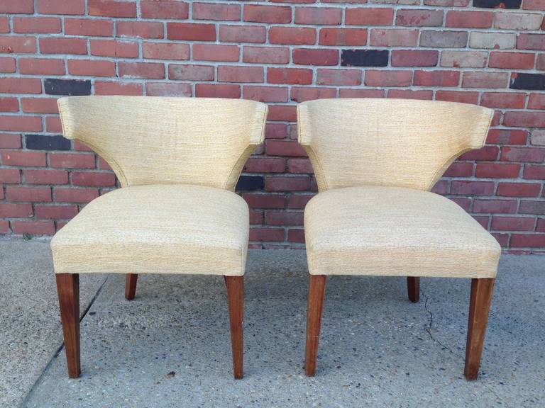 Walnut Pair of Klismos Slipper Chairs