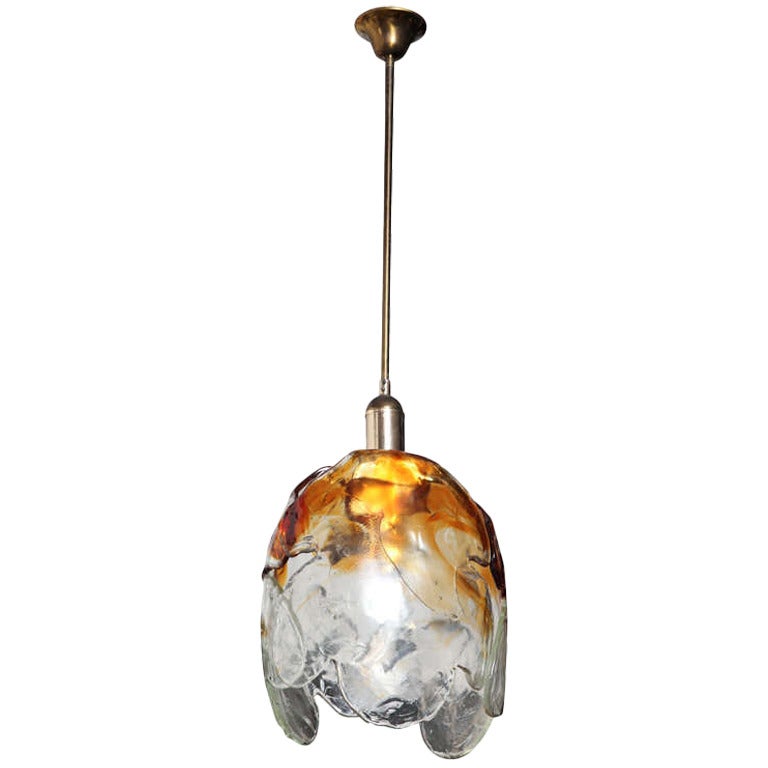 Carlo Nason for Mazzega Glass Tulip Design Hanging Light Fixture