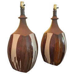 David Cressey "Flame" Ceramic Pair of Table Lamps