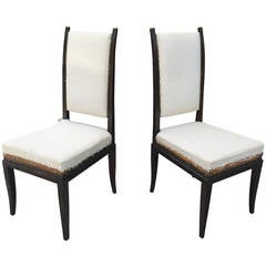 Pair of Original Tommi Parzinger Bone and Mahogany Side Chairs