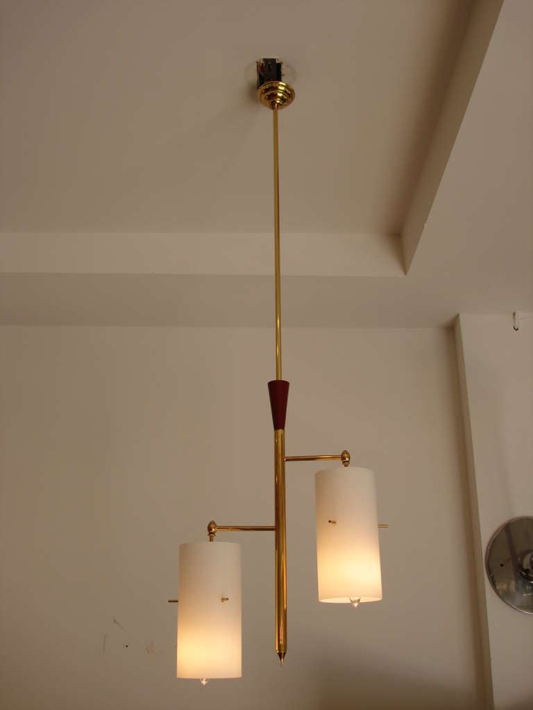 Double light frosted diffuser on brass structure. Rewired for UL standards.  Two available - sold separately