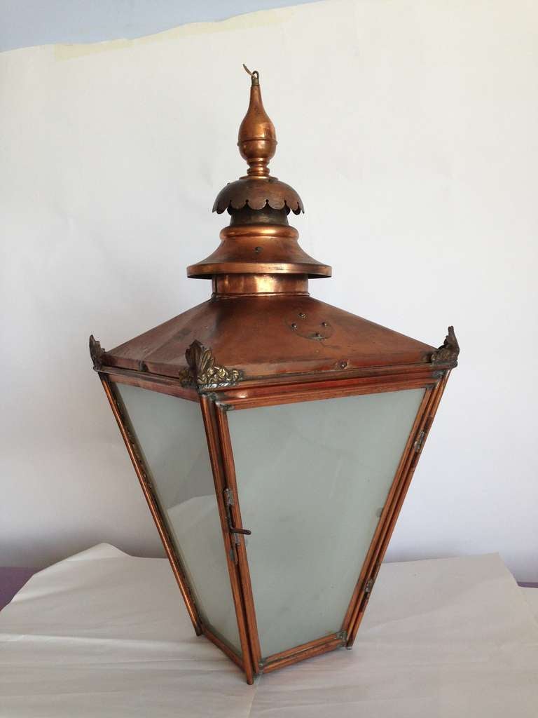 Grand Late 19th Century English Copper Hanging Lantern In Good Condition In East Hampton, NY