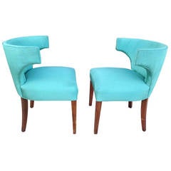 Klismos Slipper Chairs in Original Midcentury Fabric