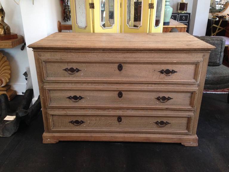Found straight out of a Provence home, this amazing and large 19th century chest of drawers is a statement piece. Three large and deep drawers with all original hardware.