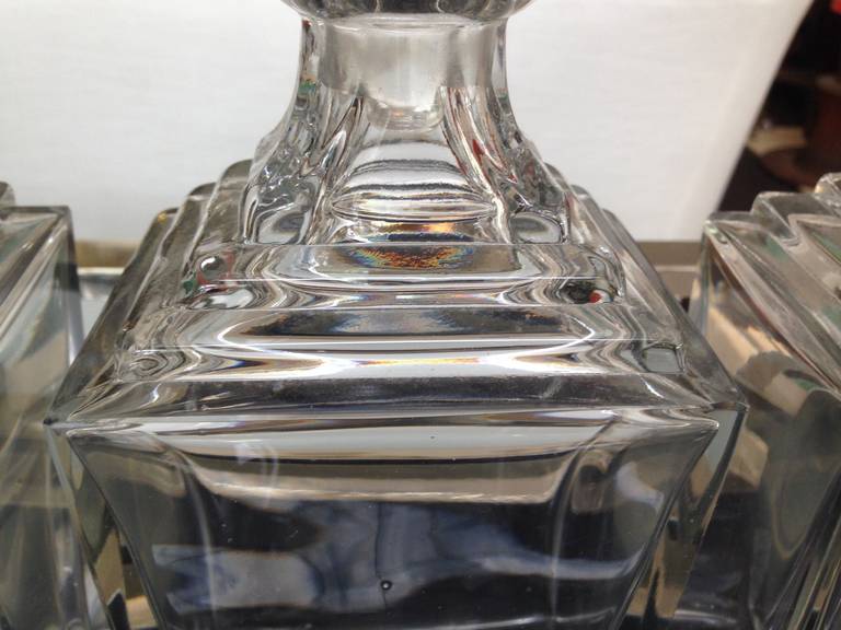 Art Deco Thick Crystal Decanters In Excellent Condition For Sale In East Hampton, NY