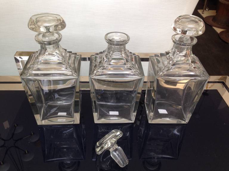 American Art Deco Thick Crystal Decanters For Sale