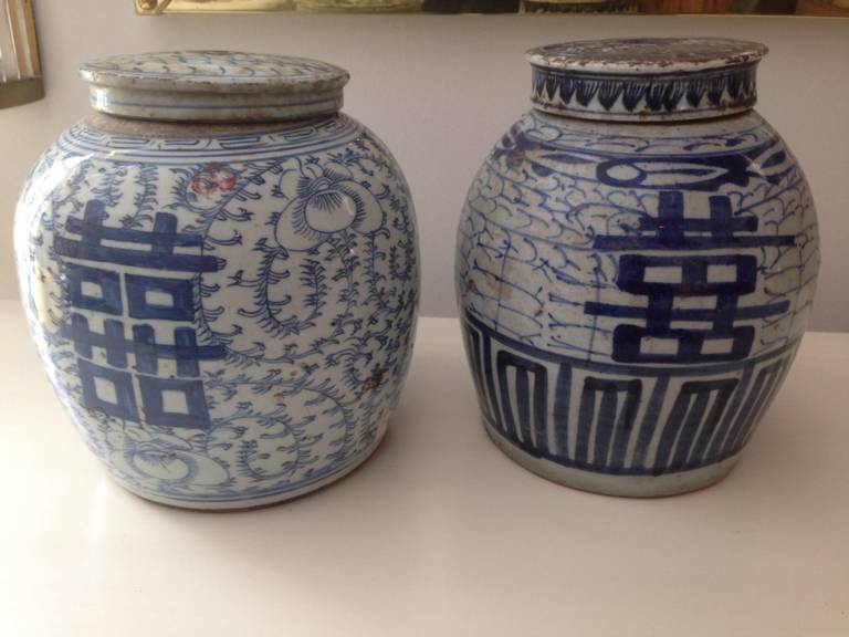 Two Porcelain Chinese ginger jars with associated covers, were originally used to store food supplies like salt, herbs, oil and ginger (rare spices at that time), other ginger jars were allocated to be used as gifts.  The jars acquired the name