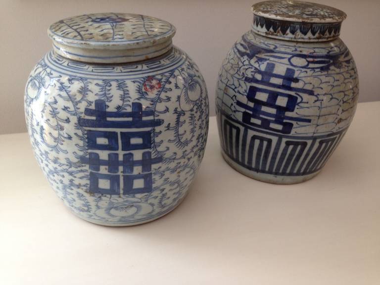 Qing Dynasty Porcelain Ginger Jars In Good Condition In East Hampton, NY