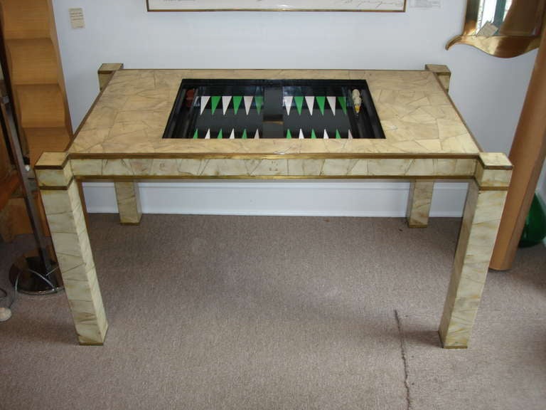 American Animal Horn Patchwork-Clad Backgammon Table
