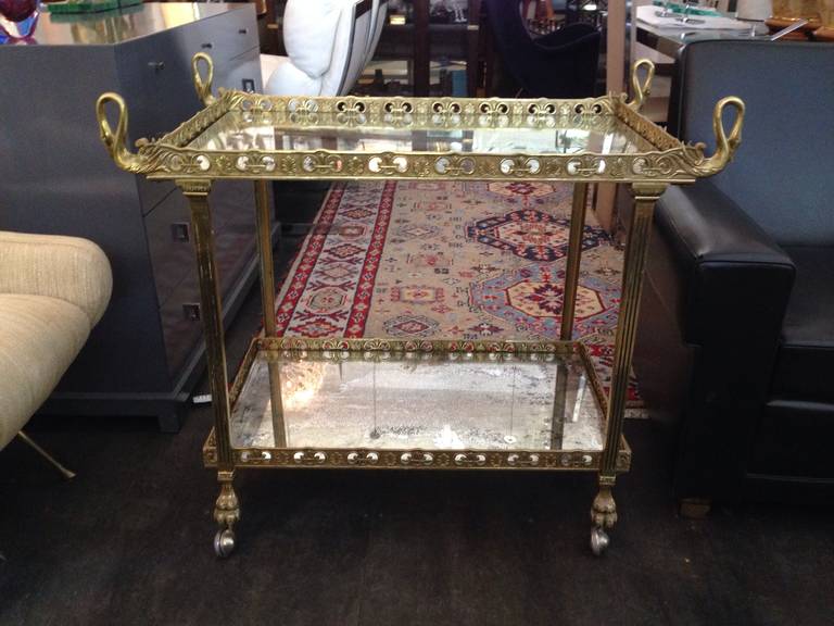 Stunning French Brass Bar Trolley