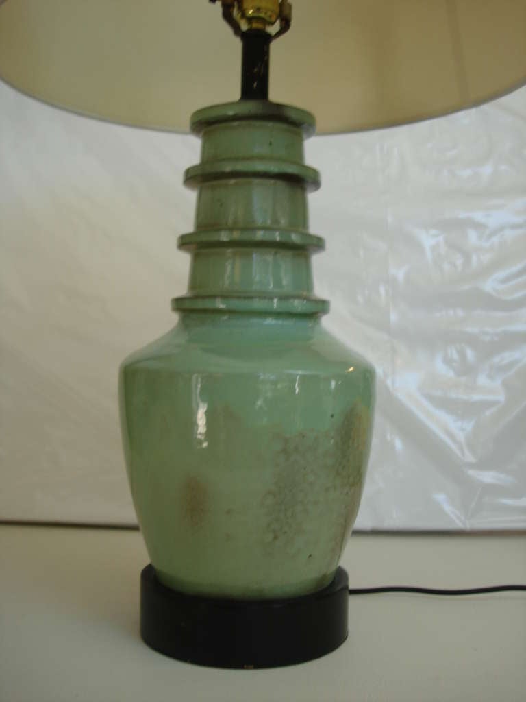 Vintage Ceramic Table Lamp with Machine Era Tone In Good Condition In East Hampton, NY