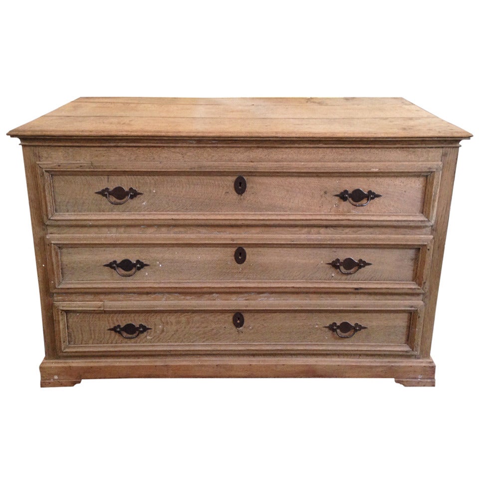 Wonderful 19th Century Natural Oak Oversized Chest For Sale