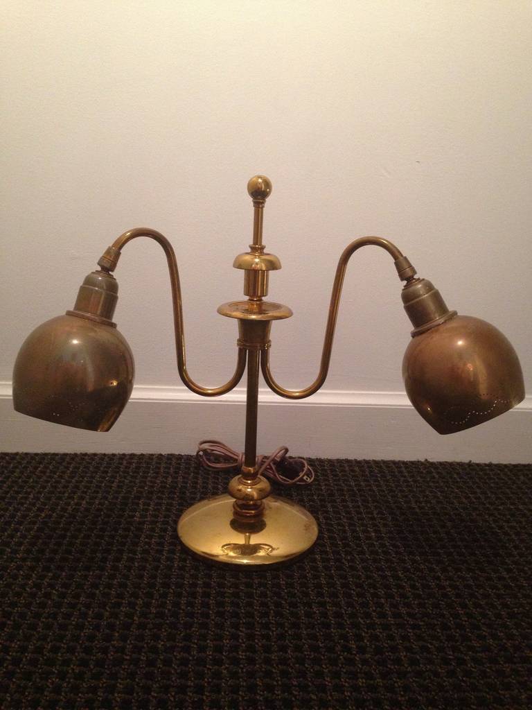 Important Austrian Perforated Globe Brass Lamp In Excellent Condition In East Hampton, NY