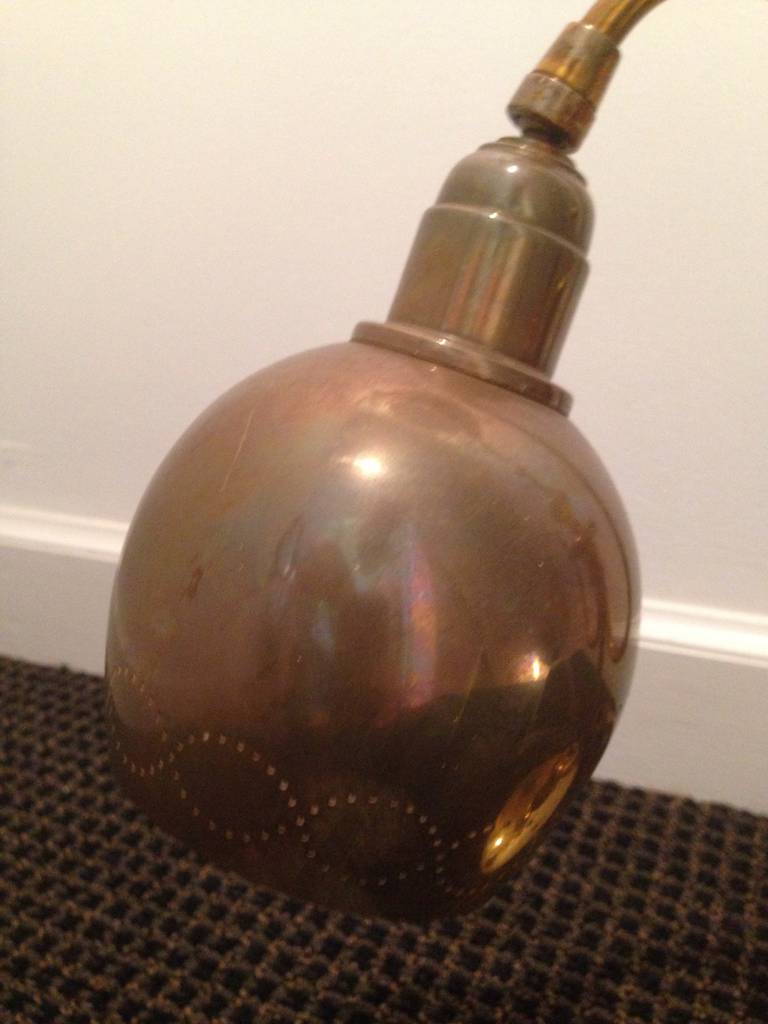 Mid-20th Century Important Austrian Perforated Globe Brass Lamp