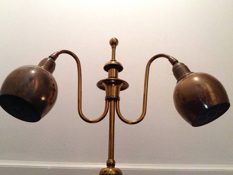 Important Austrian Perforated Globe Brass Lamp 3