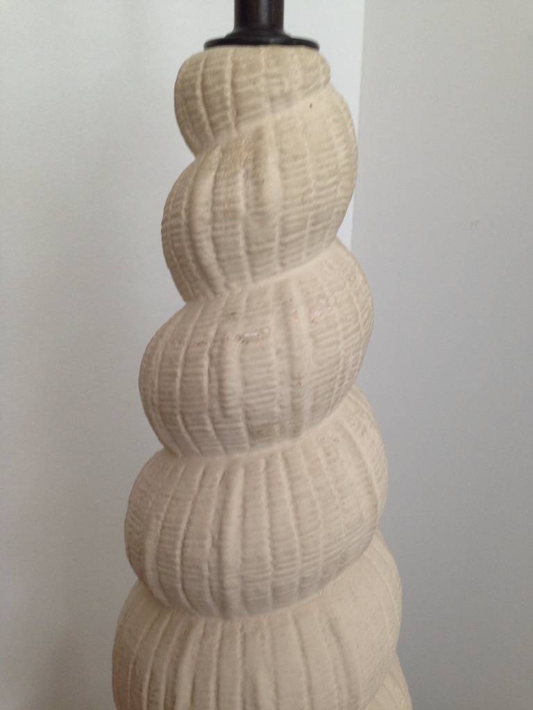 Fantastic Nautilus Plaster Table Lamp In Good Condition For Sale In North Miami, FL