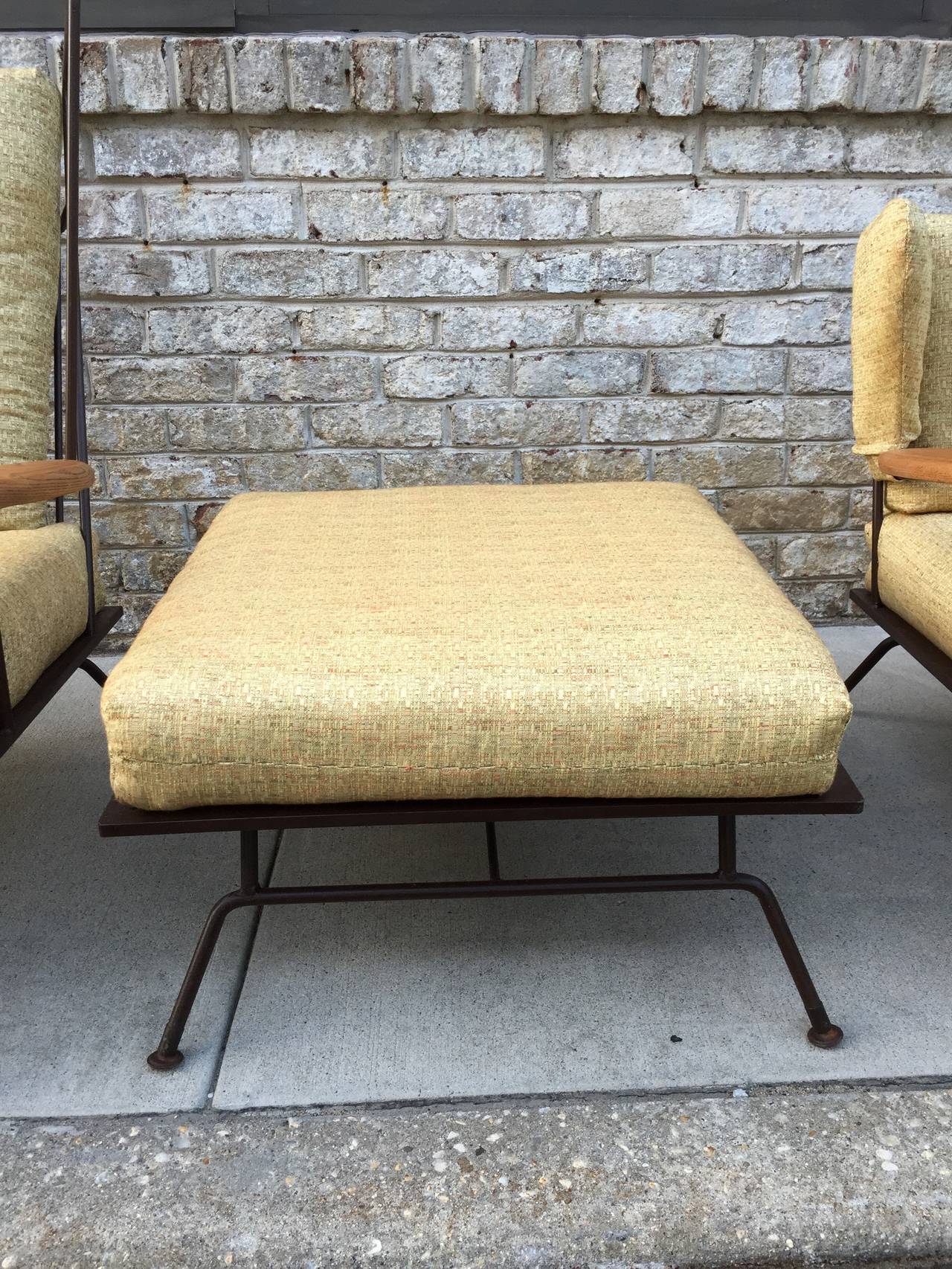 Mid-20th Century Rare Set of Loose Cushion Modernist Iron Lounge Chairs