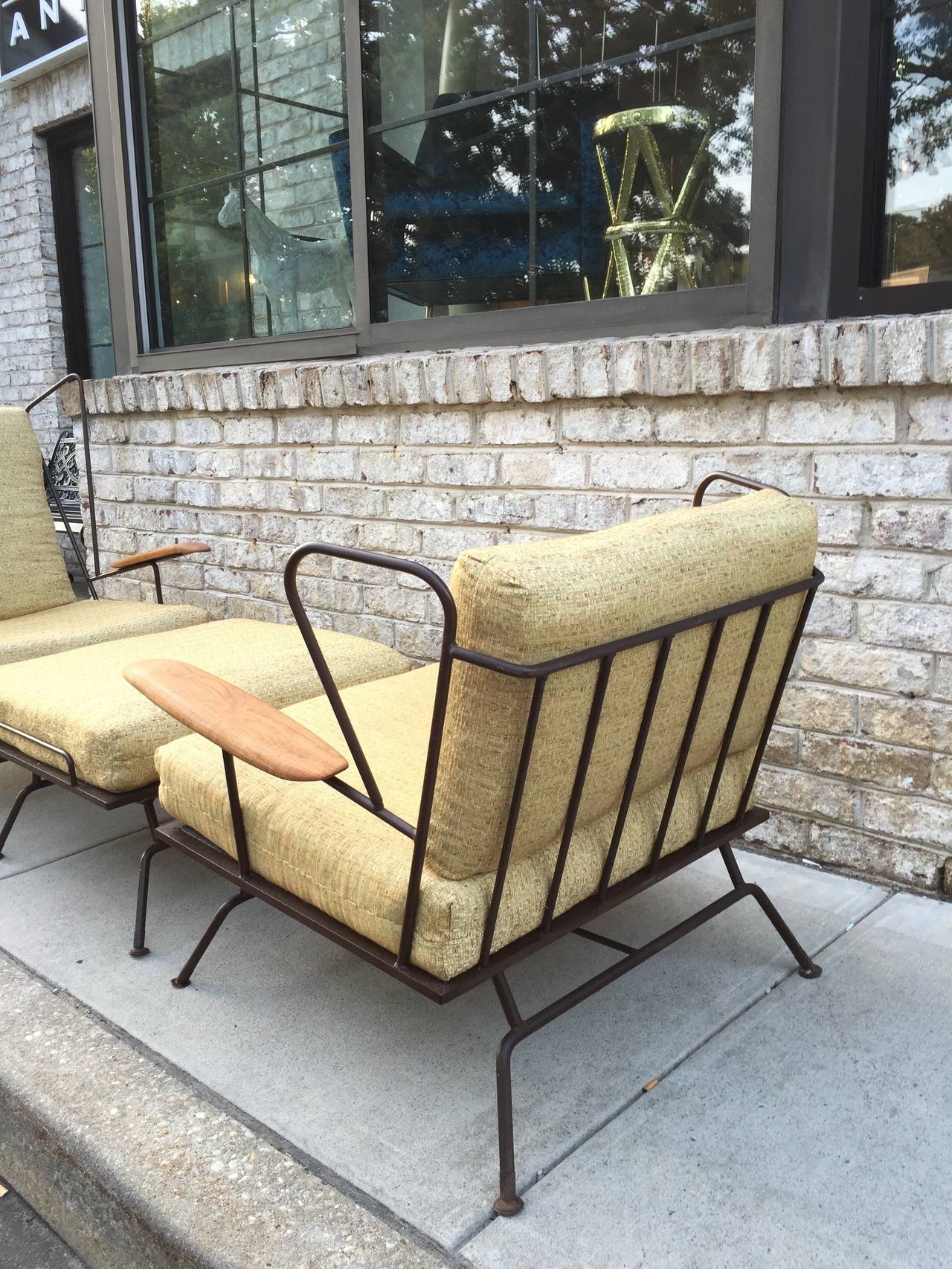 Rare Set of Loose Cushion Modernist Iron Lounge Chairs 3