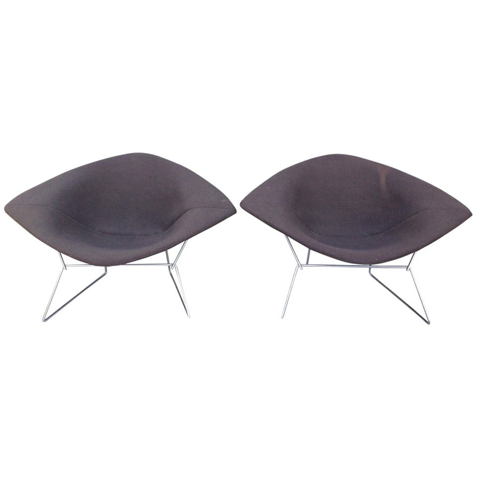 Pair of Early Bertoia Wide Diamond Chairs