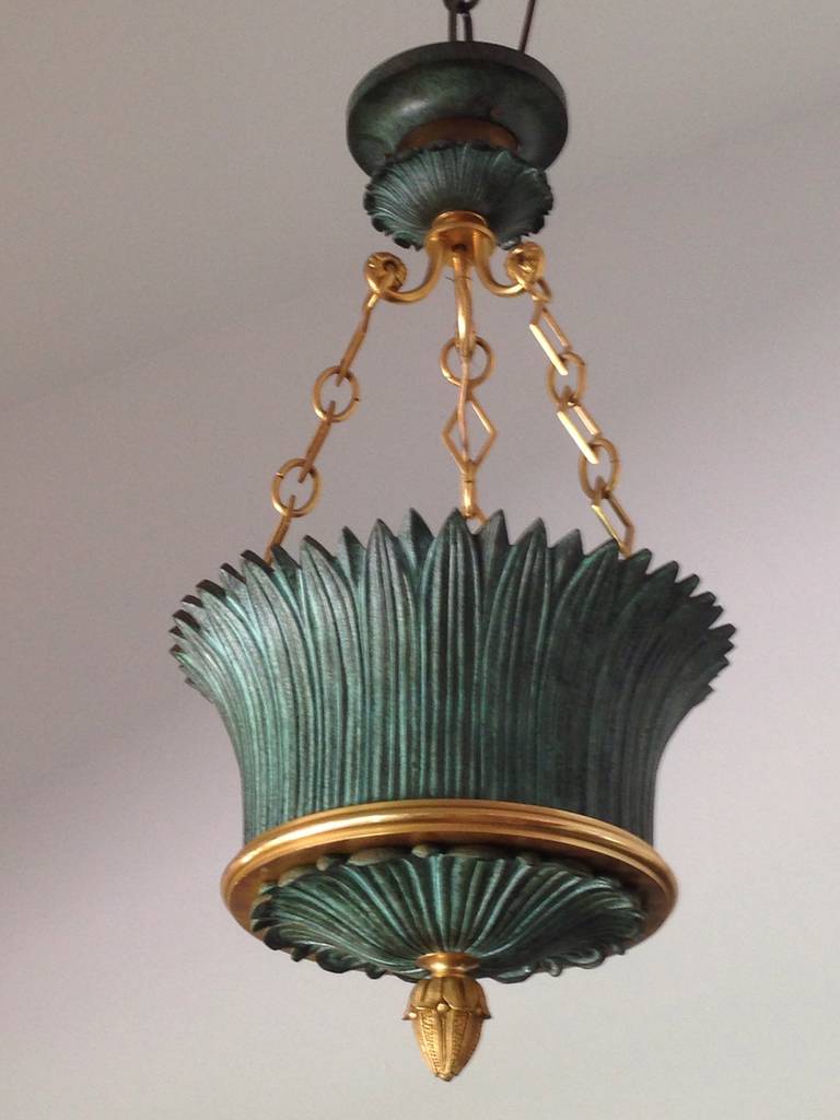 Impressive Empire Style, Verdigris Bronze Pendant Light