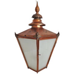 Antique Grand Late 19th Century English Copper Hanging Lantern