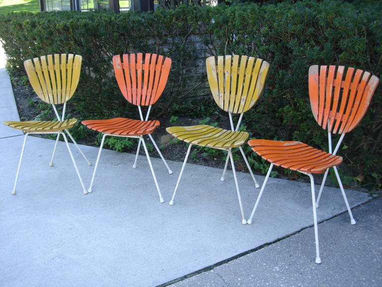 Mid-Century Modern Arthur Umanoff Whimsical Slatted Garden Chairs