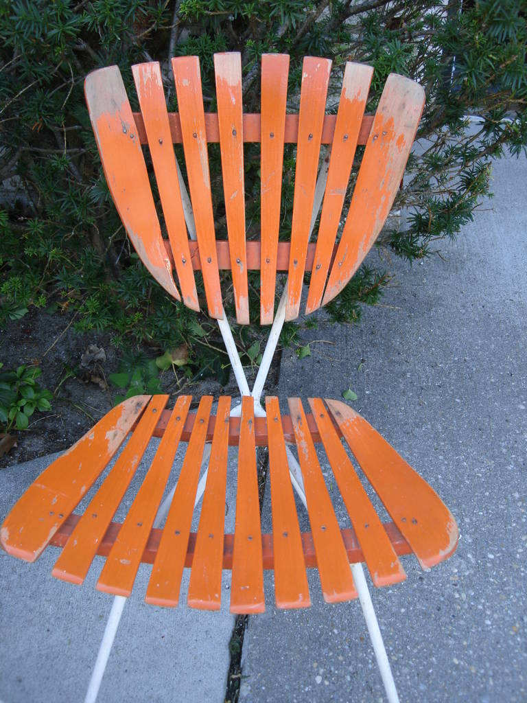 American Arthur Umanoff Whimsical Slatted Garden Chairs